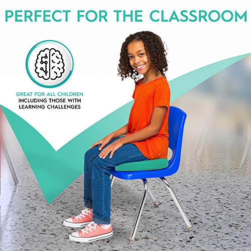 Image of Shaped Wiggle Seats by Bouncyband - Green Monster, 13 inchx10.5 inchx2.2 inch - Inflatable Sensory Cushion for Kids, Improves Student Productivity and Focus, Comes with Easy-Inflation Pump to Customize Firmness