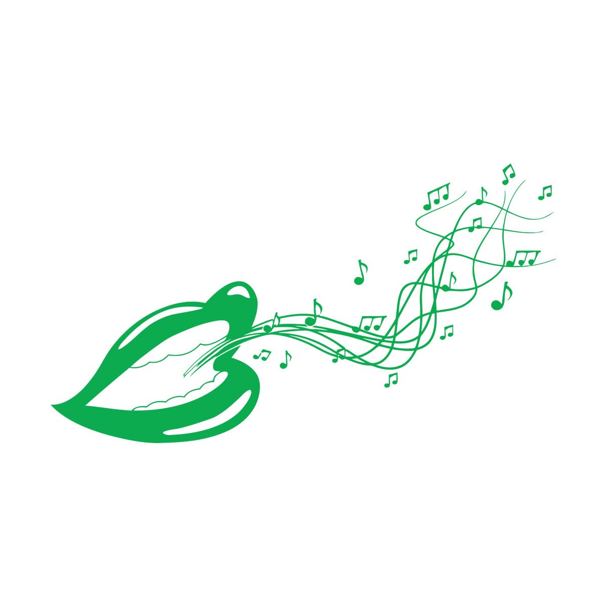 Lettering Decals Song Music Singer Melody Voice Notes Lips Mouth 48x88.4cm Easy Installation Large Green