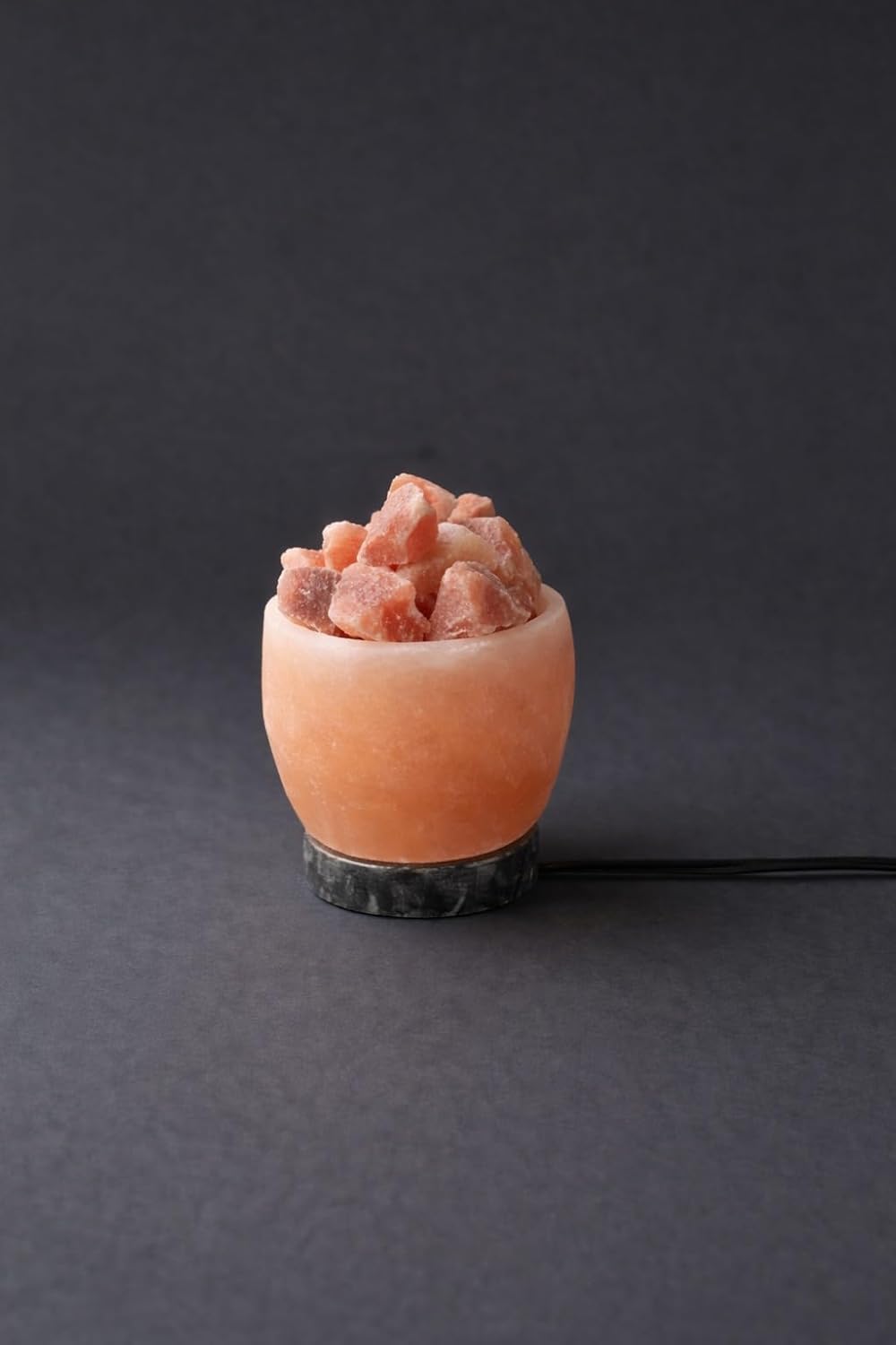 Himalayan Salt Rock, Pink Feng Shui Bowl with Marble Base and Stones 5.28LB