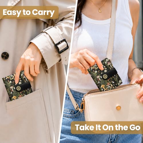 Image of Small Wallet for Women, RFID Blocking Bifold Card Holder Wallet with 10 Card Slots, Cash Compartment, Zipper Coin Pocket & ID Window, Cute Soft Vegan Leather Compact Wallet, Mushroom