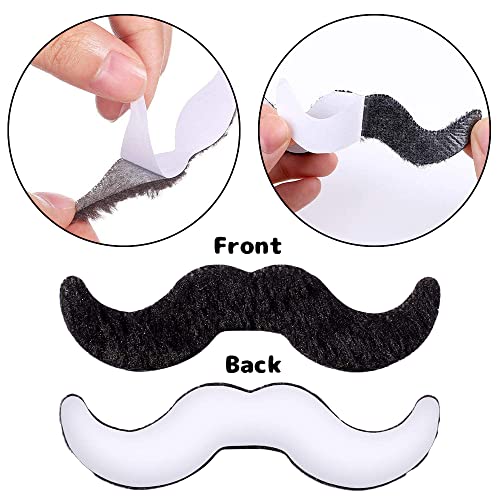 YOUYIKE 48 Stück Selbstklebend Bärte, Neuartige Falscher Schnurrbart, Schnauzer Fake Klebebart, Falscher Bärte für Kostümpartys, Halloween, Weihnachten, Mottopartys
