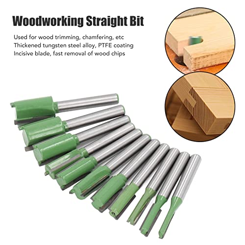 Kjaoyu KJAOYUEVSA83IDRG 11Pcs 1/4 Inch Shank Double Flute Straight Router Bits Tungsten Carbide Trimming Cutter,Shank Router Bits Tungsten Steel Alloy Single Double Flute Straight Bit thumb #4