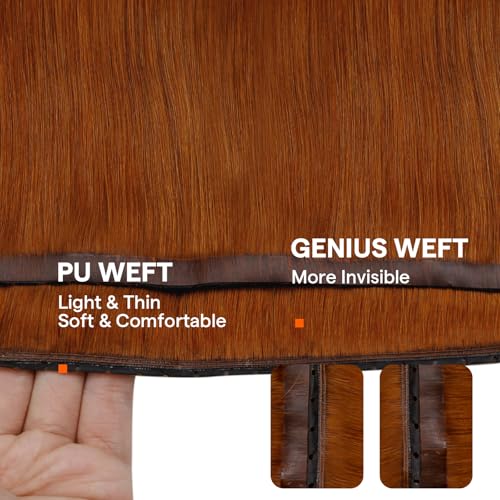 Image of Full Shine Butterfly Weft Hair Extensions 22 Inch Copper 100g Full Coverage | Seamless Blend, Thin Double Side Weft, Professional Women Seeking Natural Volume, Date Night Look, Micro Beads Installation