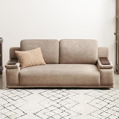 モダンデコ ローソファ 2人掛け 【保証1年間】 幅135cm 収納付き 洗える カバーリング (ラテブラウン)