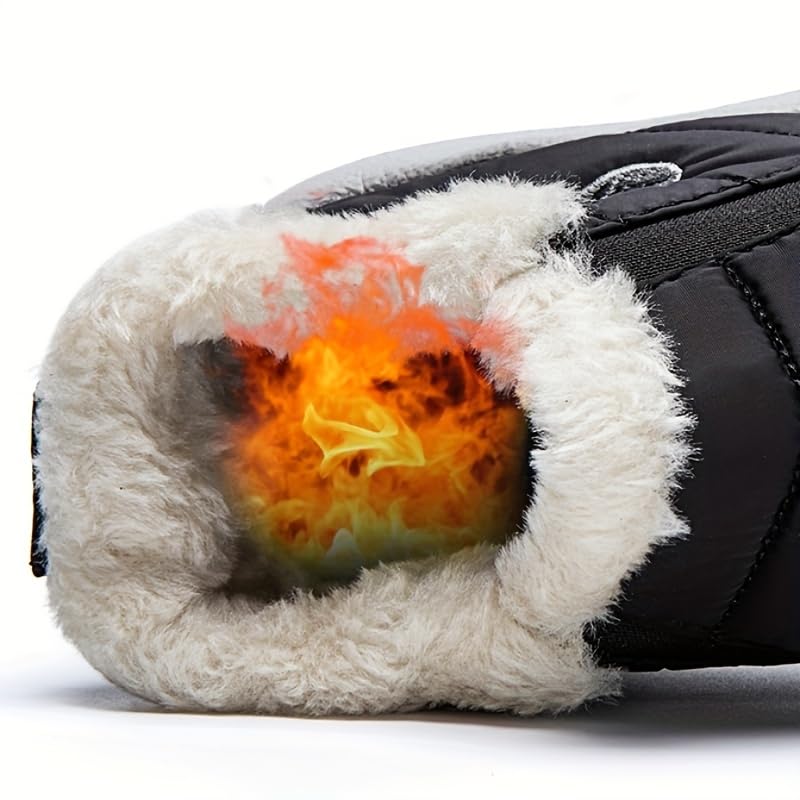 Men's Snow Boots, Warm Cozy Non-Slip Ankle Boots Plush Comfy Outdoor Hiking Shoes Lined Trekking Shoes, Winter4