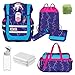 Familando McNeill Schulranzen Mädchen 1. Klasse 9-TLG. Set Ergo Complete Lilly Unicorn Einhorn mit Sporttasche und Regenschutz
