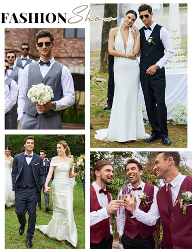 COOFANDY Men's Suit Vest Slim Fit Formal Dress Waistcoat Casual Business Vests for Suit or Tuxedo4