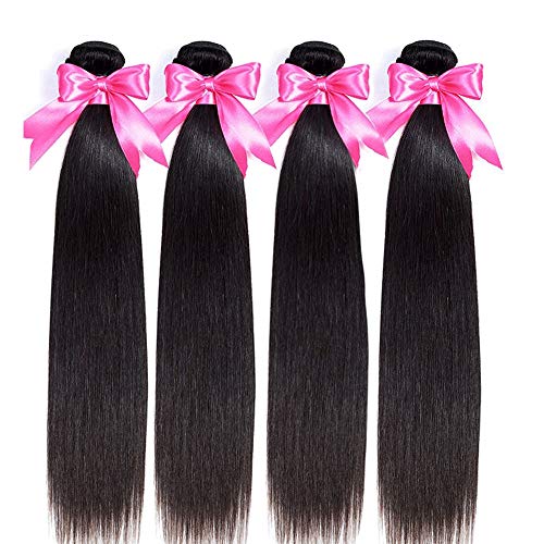 Mariska 10A Straight Human Hair Bundles Virgin Brazilian Hair Straight Bundles 100% Unprocessed Human Hair 4 Bundles for Black Women (14 16 18 20, natural color 4 bundles)