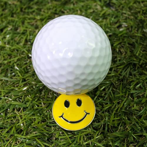 Image of Golf Ball Markers Assorted Patterns Value Pack of 12 Golf Gifts, Golf Cap Clips and Divot Repair Tools Parter Accessories Sets for Men Women Kids Golfer(12 Smiling face)
