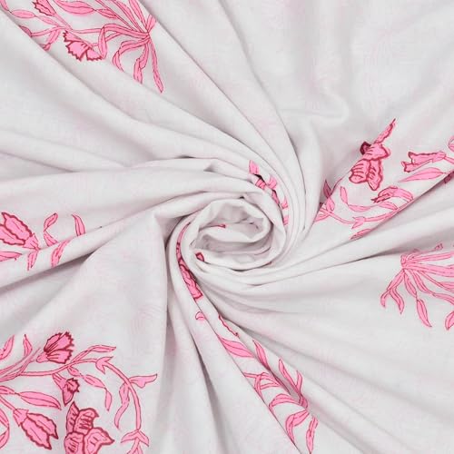 Image of BLOCKS OF INDIA Hand Block Printed Cotton Single Size Reversible Malmal Dohar for Summer (Maroon Leaf)| TC - 200