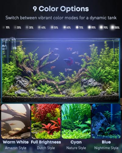 Image of Pawfly Aquarium Light for Plants, 19 W Bluetooth Fish Tank Light, Full Spectrum Aquarium Lights for 18 inch-24 inch Fish Tanks, Extendable 24 /7 LED Lights with Timer Modes & Adjustable Brightness
