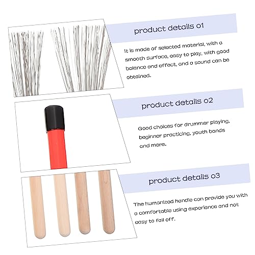 Conjunto de baquetas Beaupretty, 1 set práctico para músicos, agarre cómodo para actuaciones de bajo volumen, ideal para principiantes y bandas juveniles, incluye bolsa duradera de almacenamiento miniatura 5