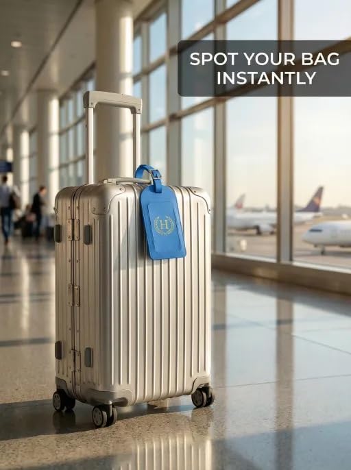 Luggage Tags for Suitcases 6 Pack PU Leather Travel Bag Tags with Privacy Cover & Stainless Steel Buckle, Vegan Leather Name ID Labels for Travel Bags, Cruise, Airline, Backpack, Baggage Identifier(H) - Image 5