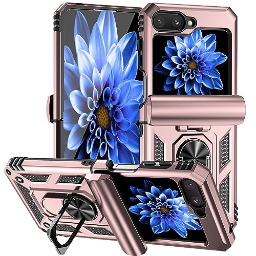 Coque Samsung Galaxy Z Flip 5 rose gold avec support rotatif