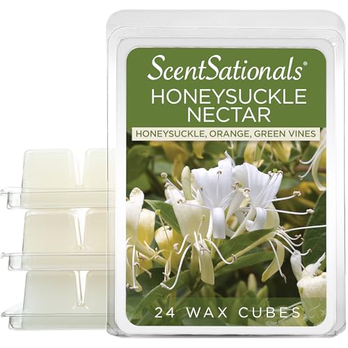 Scentsationals Wax Melts, Wax Cubes Strong Scent – Honeysuckle Nectar – Long Lasting Scented Melts for Warmer, 10oz (24-Cubes)