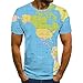 KYKU Unisex 3D T Shirt Men World Map T-Shirt Funny Summer Tops Graphic Tee (X-Large) Blue