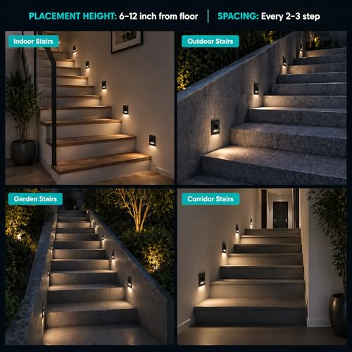 Image of Rio Step Outdoor 5W LED Step Light Outdoor, IP65 Waterproof Wall Recessed Stair Light, Aluminum Body, Rio Design for Garden, Pathway & Staircase (Black Body, Warm White, Pack of 2)