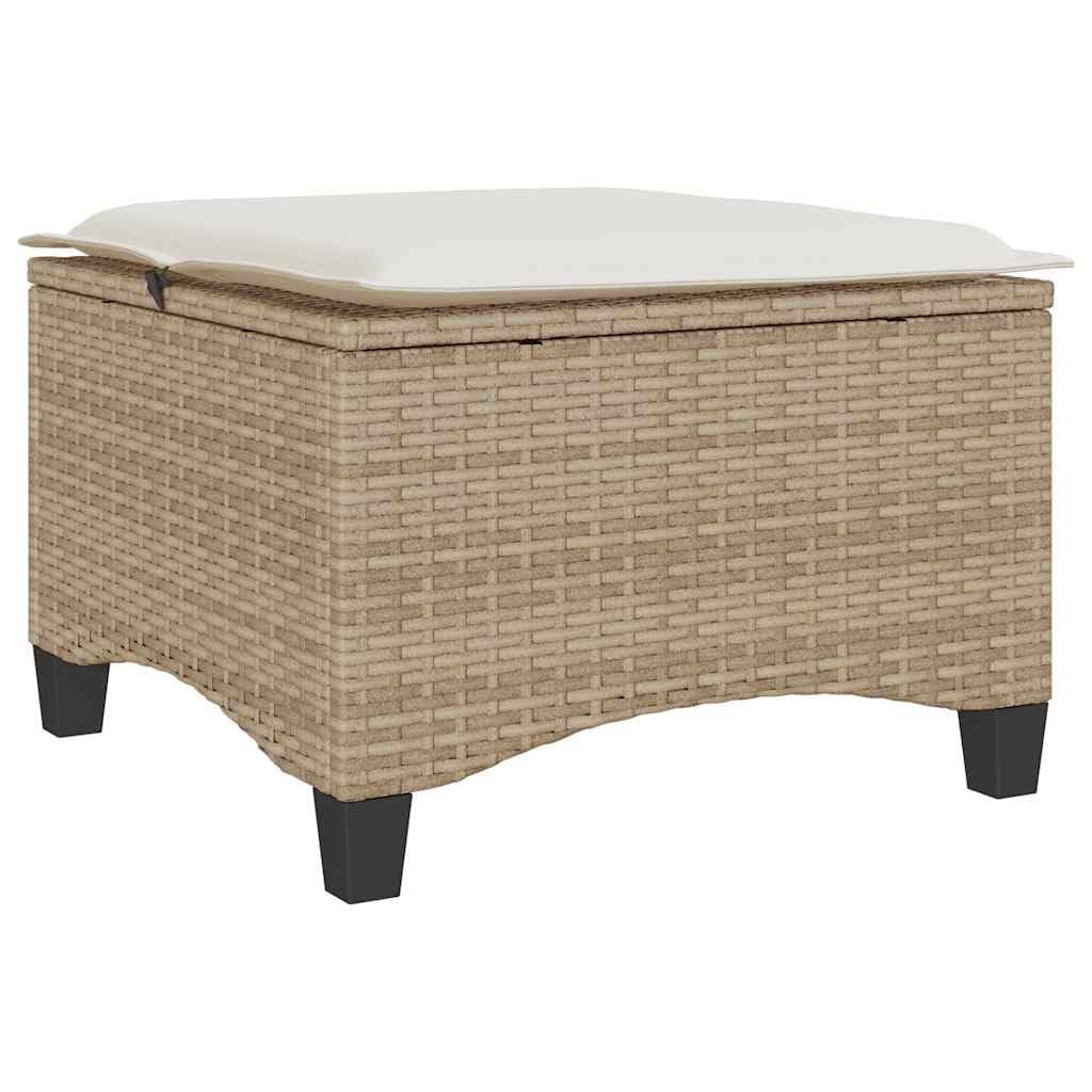 Tabourets jardin coussins 2pcs beige 55x55x36 cm résine tressée