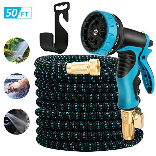 Manguera Jardin, TedGem Manguera Extensible, Manguera Jardin Extensible con Pistola de Pulverización de 9 Funciones, Tejido Extra Fuerte, para el Lavado de Automóviles, Riego de Jardines(50ft)