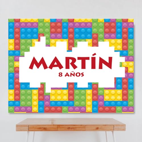 Cartaz personalizado Block Party, Legoos 100 x 80 cm, faixa de aniversário, decoração