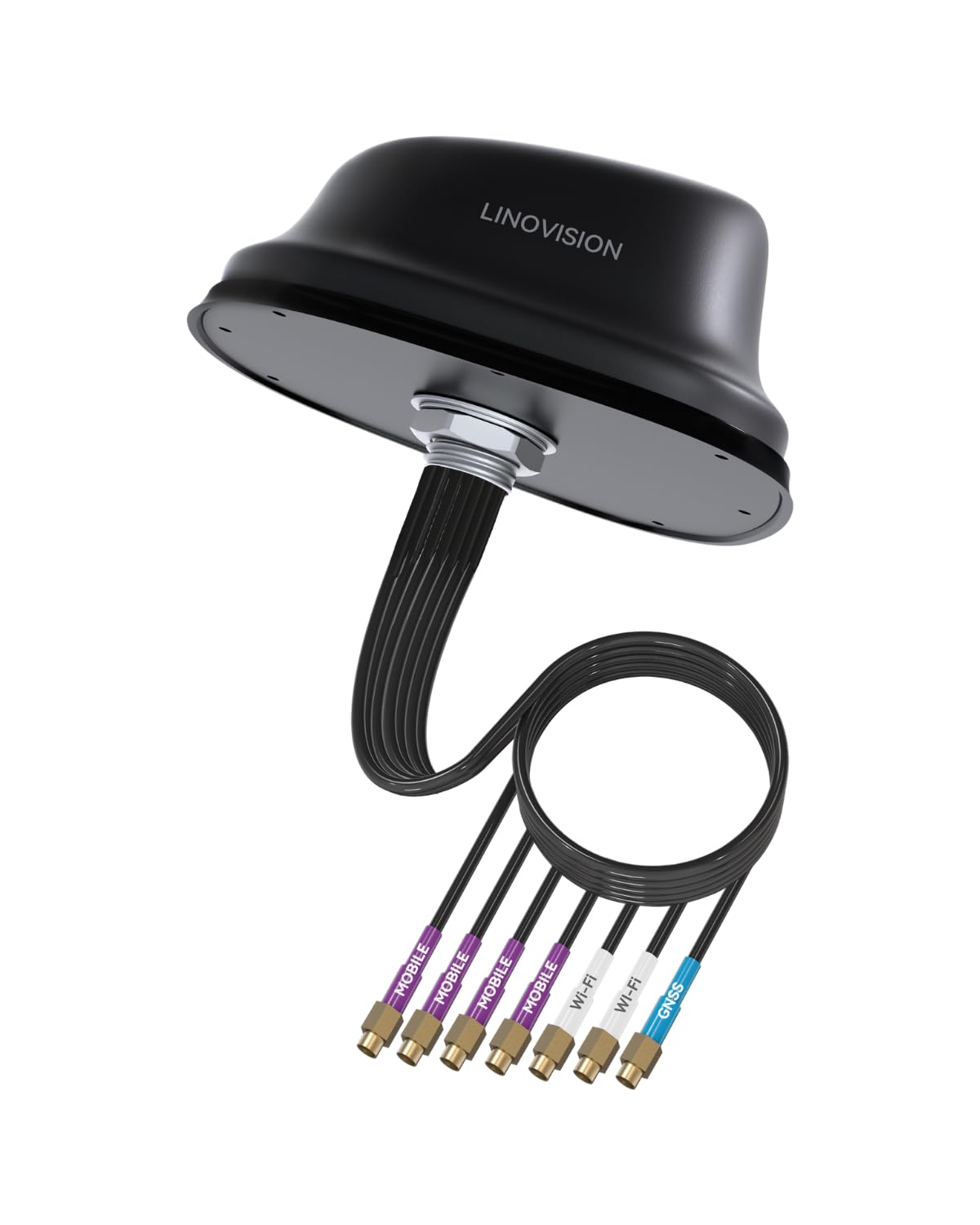 LINOVISION 5G LTE MIMO Combo 7-in-1 Antenna, 4X 5G LTE, 1x GNSS, 2X Wi-Fi, Outdoor Roof SMA Antenna with 10ft Cable, Works with Teltonika RUTM50, RUTX50, TRB500, RUTC50 (PR1KC640)