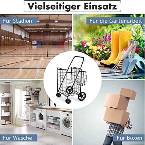 COSTWAY Klappbarer Einkaufstrolley, 40kg, 100L+22L, Einkaufswagen mit Universalrädern, Rollwagen mit 2 Körben, Tragbarer… – Bild 4