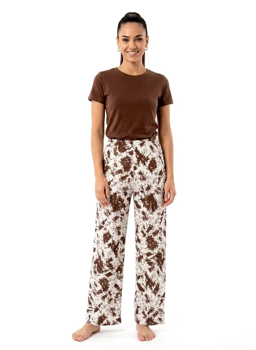 Women's Brown Printed Pyjama, Free Size, Cotton Blend Sleepwear-image-21