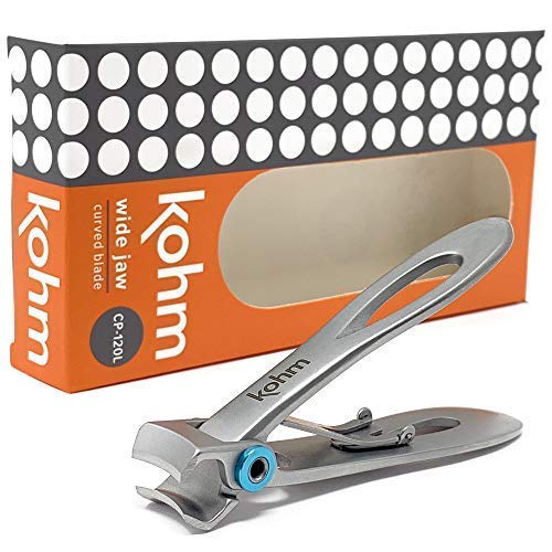 KOHM Nail Clippers for Thick Nails - CP-120 Heavy Duty, Professional Toenail or Fingernail Clippers for Men & Women - Wide Jaw, Silver
