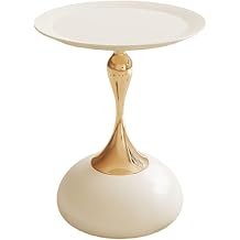 Metal Round End Table, Modern Pedestal Table, Corner Drink Table, Living Room, Patio, Bar Accent Side Table Nightstand Cream White