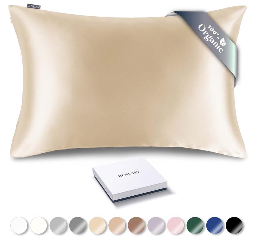 RENESSY Premium Silk Pillowcase 100% Organic Mulberry Silk, 22 Momme, Grade 6A, Oeko-Tex Certified in Germany