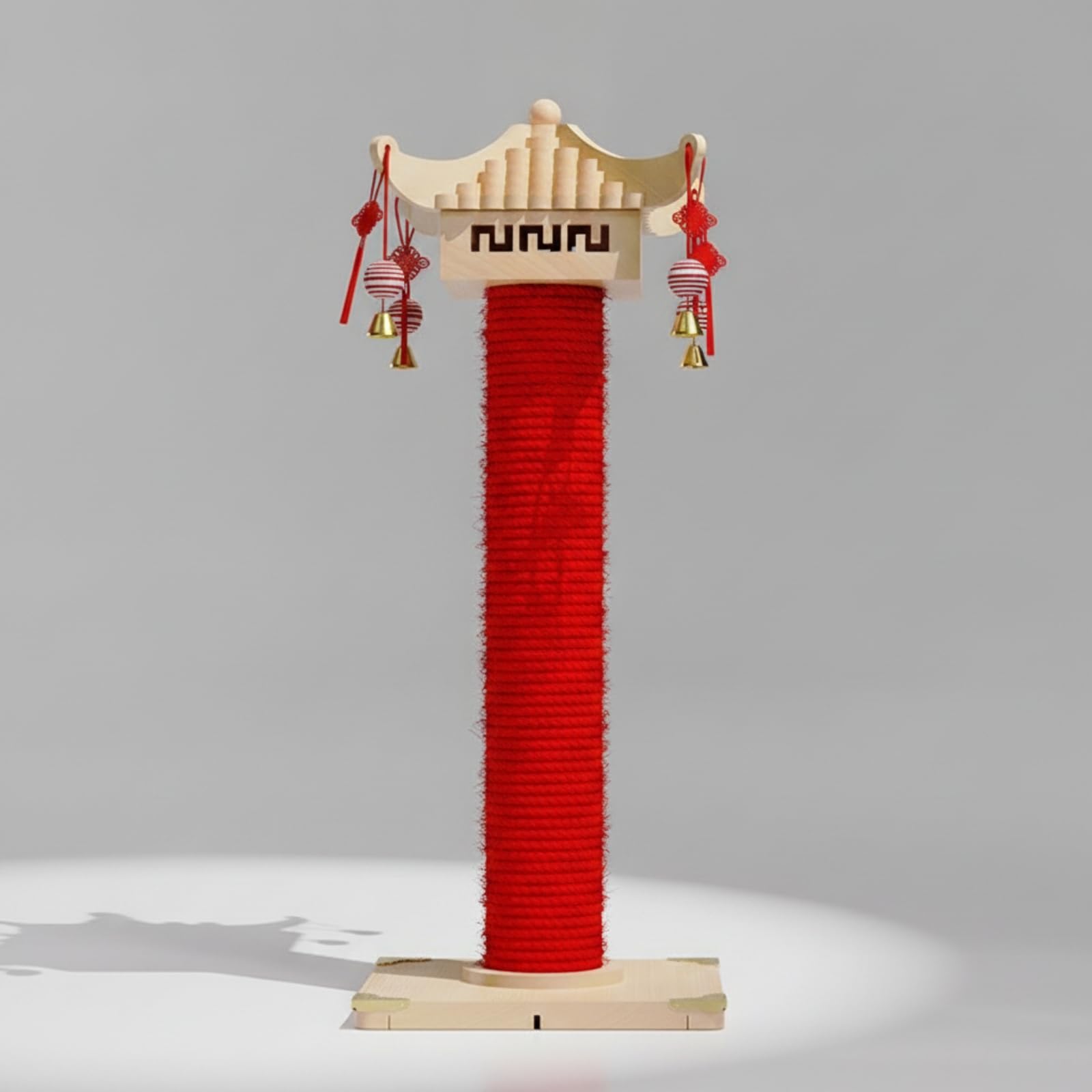 Poste Rascador con Juguetes Colgantes Compacto Torre Rascadora con Base Completo para Gatitos, Palacio De Doble Columna, Estilo Nacional De Moda
