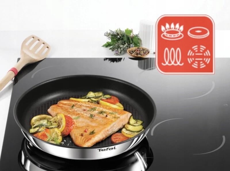 Tefal Ingenio Lot de 2 poêles en acier inoxydable avec poignée amovible anti-adhésive 24/28 cm