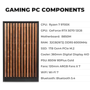KOTIN Prebuilt Gaming PC RTX 5070 12GB, Ryzen 7 9700X, 32GB DDR5, 1TB SSD — photo 5 of 6