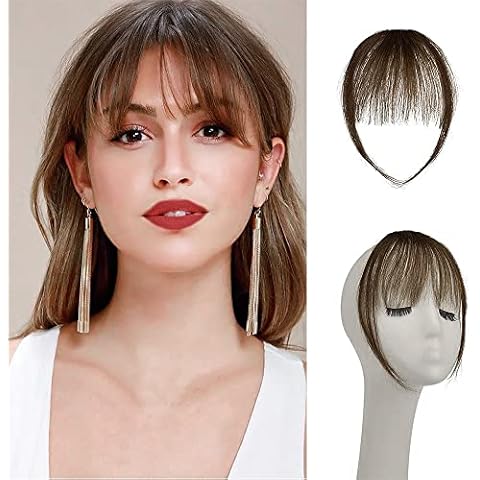 Clip in Bangs,OTO BELLA 100%Human Hair Bangs Extensions Wipsy Bangs Air Bangs with Temples Clip on Fringe Bangs Real Hair for Women Light Brown Looking Blonde Washable/Dyeable/Can be Curled and Permed Cover