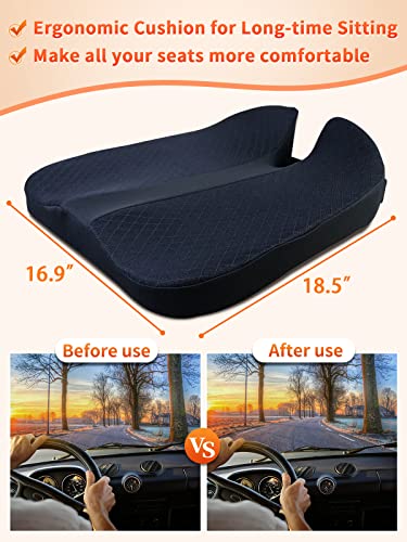 Agsnilove Chair Cushion Memory Foam Car Seat Cushion Wheelchair Comfort Butt Pillow Pad For Truck, Train, Airplane Seat, Office Chair, Reduce Tailbone Pressure, Black #TOP2