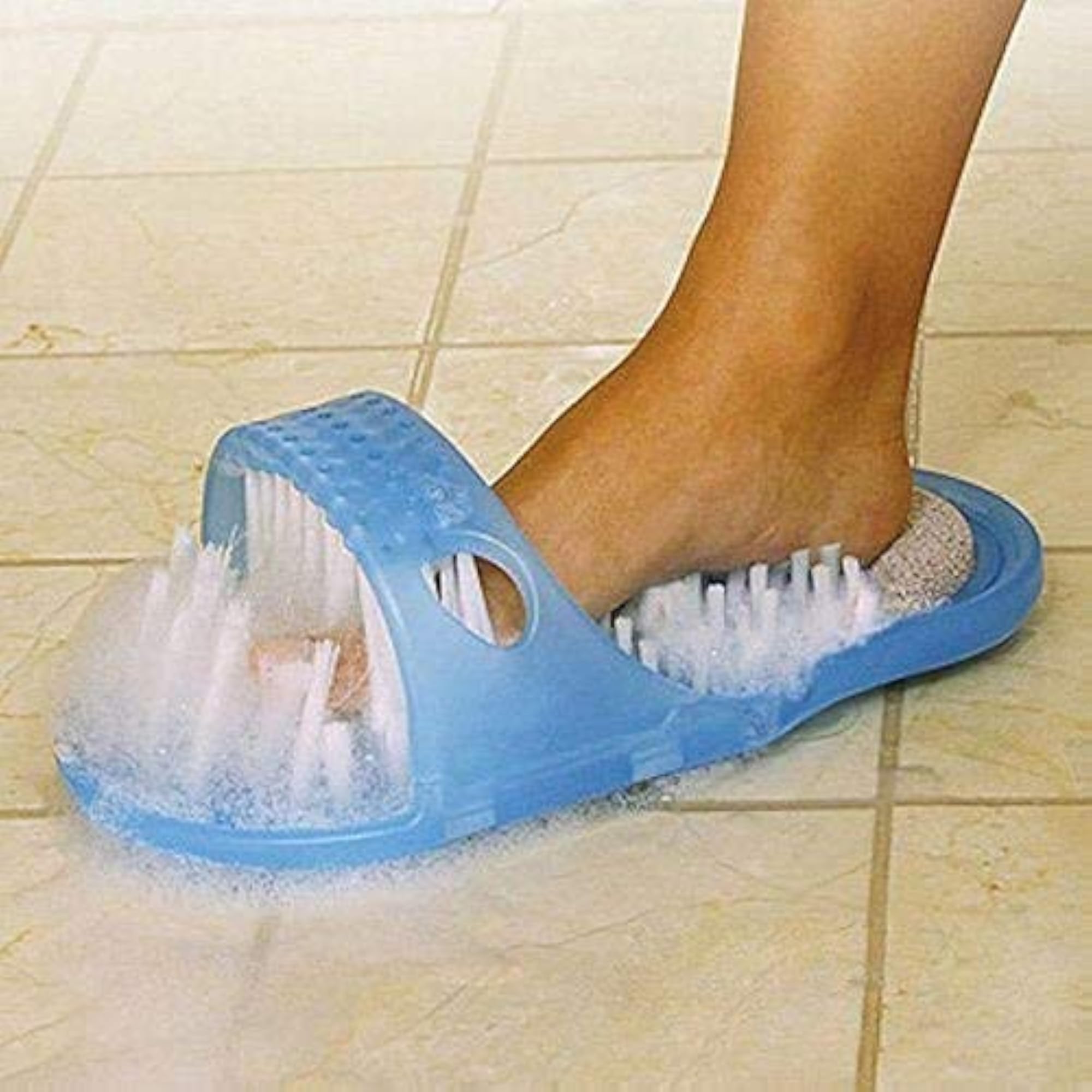 Waterproof Easy Foot Cleaner Shower Slipper, Blue