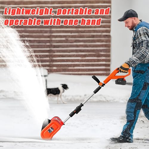 Pelle à neige électrique, souffleuse à neige sans fil avec 2 batteries, poignée réglable et manche télescopique, outil de déneigement extérieur pour allées et routes scolaires