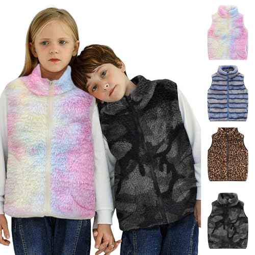 Boys Girls Fleece Vest Kids Toddler Zip Up Stand Collar Sleeveless Fall Winter Thick Warm Fuzzy Jacket with Pockets4