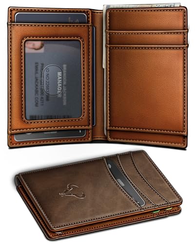 Image of BULLIANT Slim Wallet For Men 12Cards,Magnetic Flip Build-in Money Clip Airtag Compatible-RFID Blocking