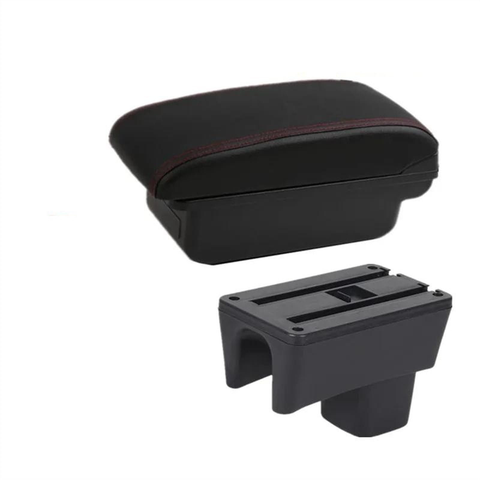 NOHEEU Car Armrest Storage Box Dedicated Retrofit Interior Accessories For Swift 2005-2024(A2 Black red NO USB)