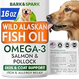 Picture of BARK&SPARK Omega 3 Fish Oil for Dogs - w/Wild Alaskan Salmon Oil for Dogs, Fish Oil Liquid Supplement for Pets, EPA+DHA Fatty Acids, Skin&Coat Support - Itch&Allergy Relief, Joint, Immune&Heart Health