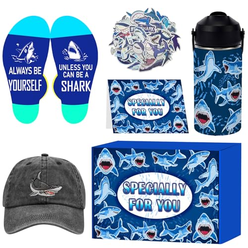 Coga Shark Kids Water Bottle, Stainless Steel Toddler Tumbler, Excavator Gifts Set, Funny Birthday Gift Ideas for Kid, Kids Water Bottle for School(12oz)