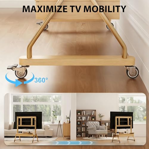Image of AnywaysWood TV Cart Rolling TV Stand with Wheels for Most 40-75 inch TVs up to 300lbs Height Adjustable, Tilting, Tall Heavy Duty TV Stand with 2 Drawers Power Strip, for Living Room