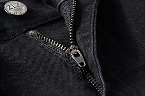 ZLZ Black Biker Jeans for Men, Slim Fit, Comfy Stretch Ripped Distressed Biker Pants, Designer Jeans3