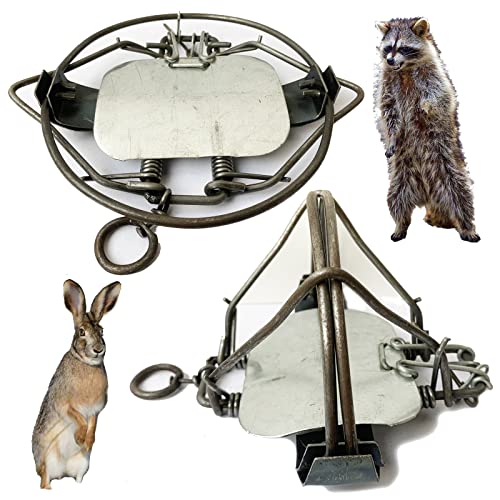 Trampas para animales, paquete de 2 trampas de caza para mapaches, trampas de caza para conejos,...
