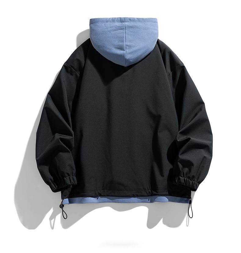 Men's Unisex Casual Hoodie Long Sleeve Hooded Color Block Full Zip Jacket2