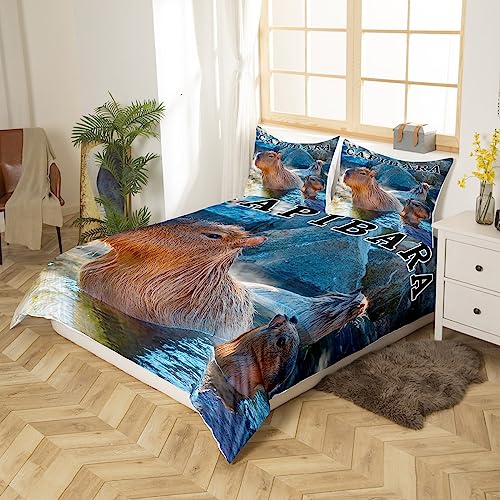 Homemissing Capybara Comforter Cover Capybara Duvet Cover Capybara Animal for Kids Boys Girls Duvet CoverWild Animal Bedspread Cover Decor Breathable Bedclothes Double - Image 3