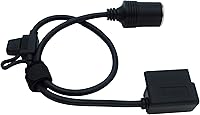 Vista 5 de Ángulo recto de bajo perfil OBD2 macho a encendedor de cigarros Conector hembra Cable de alimentación constante del coche 2ft/60cm