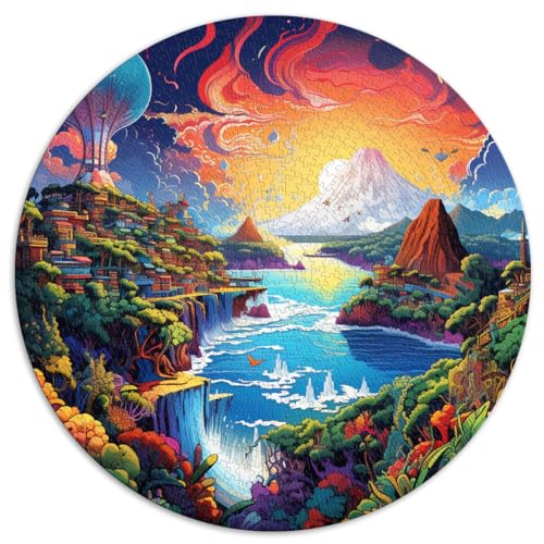 Puzzle redondo de 1000 piezas de la isla de Madeira para adultos, adultos y niños a partir de 12 años, rompecabezas de cartón, regalo de cumpleaños, tamaño: 67,5 x 67,5 cm