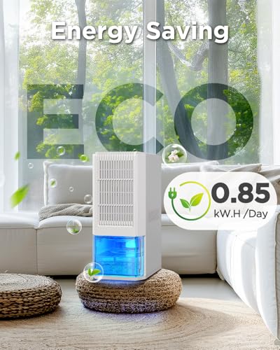 Image of EasyAcc 1.3L /Day Dehumidify-Dehumidifier for Home Damp,2000ml Dehumidifiers,[LIFETIME SERVICE]with Sleep Mode /85W /Auto Shut off /7 LED Helps to Prevent Mould Musty Smells Bathroom Wardrobe Q22